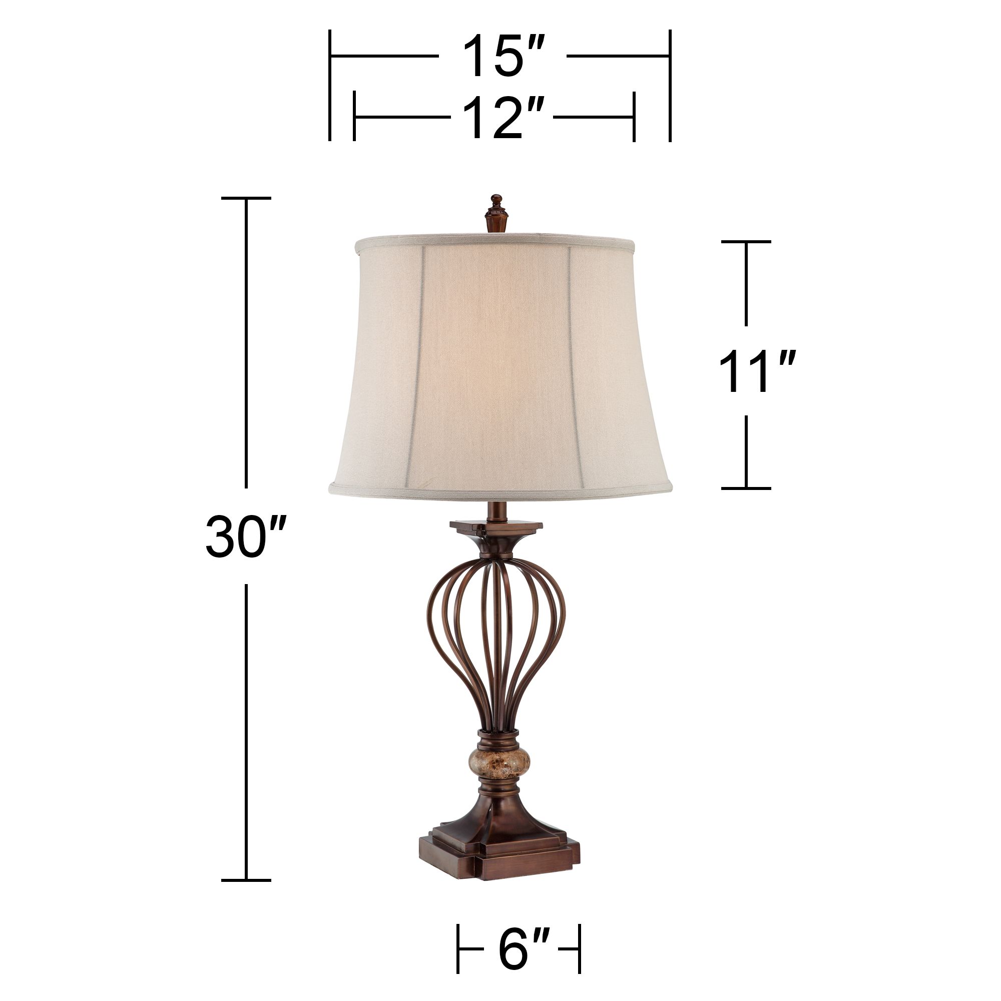 Image 7 Regency Hill Villa Roma 29 1/2" Bronze and Marble Table Lamp more views