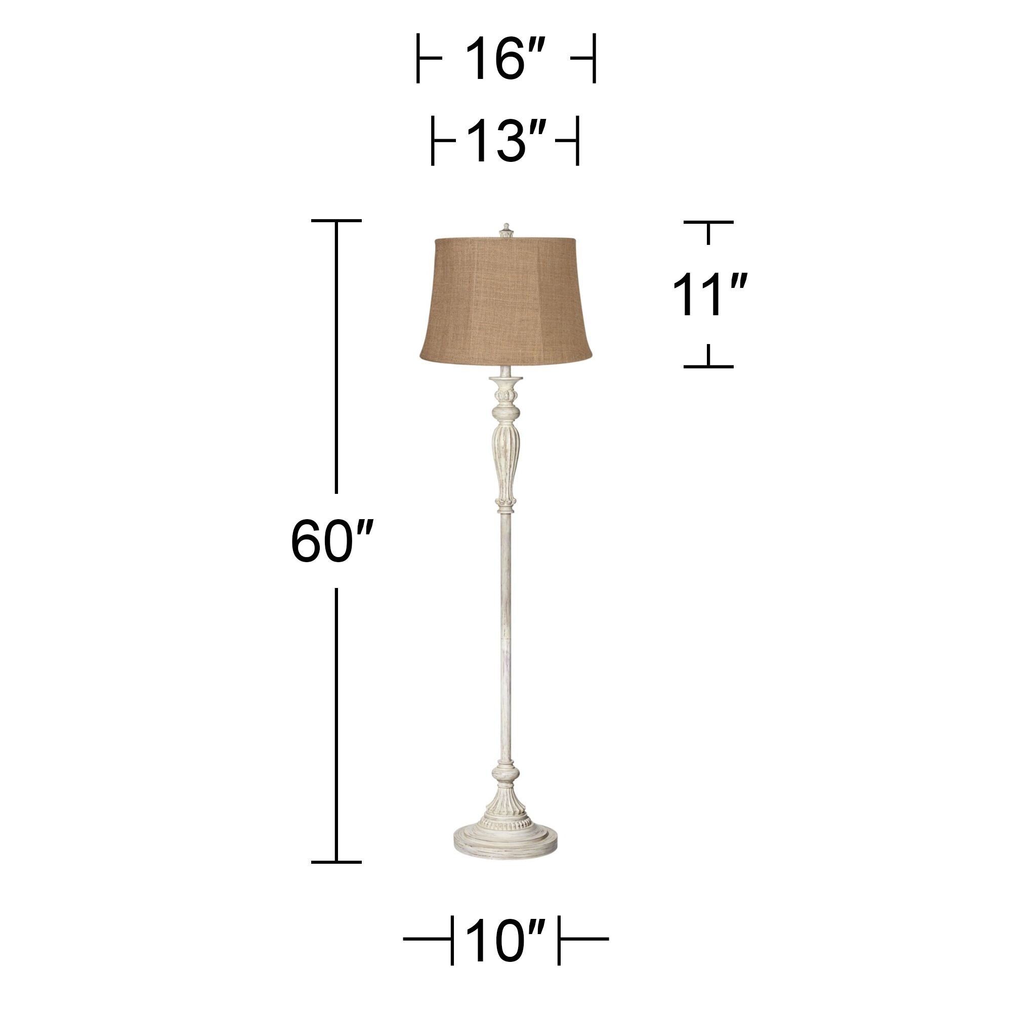 Image 6 Regency Hill Vintage Chic 60" Burlap and Antique White Floor Lamp more views