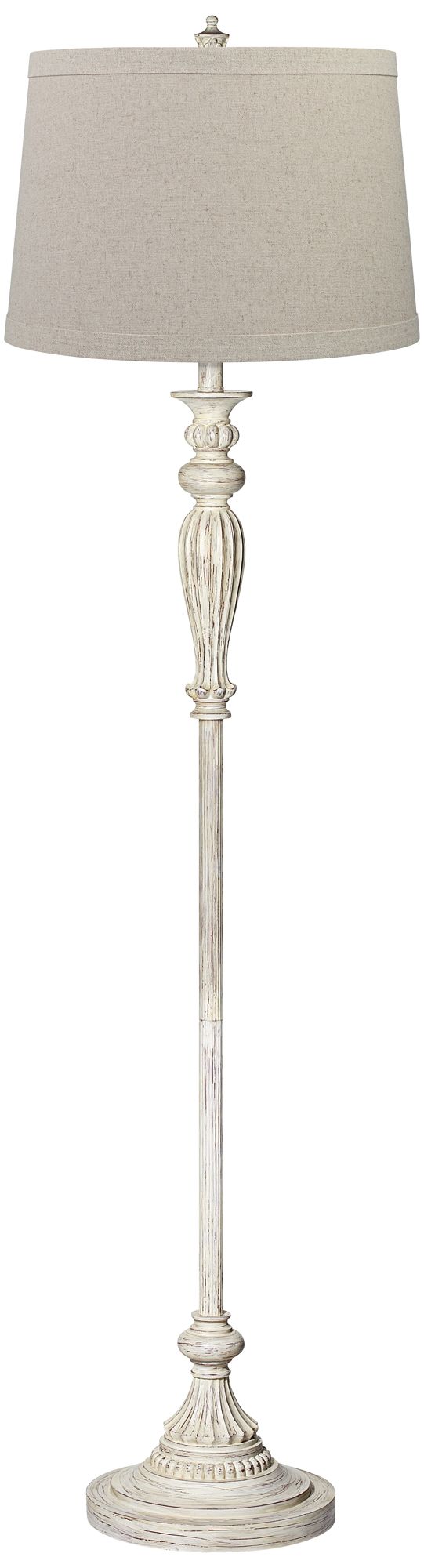 Regency Hill Vintage Chic 60" Burlap Shade Antique White Floor Lamp