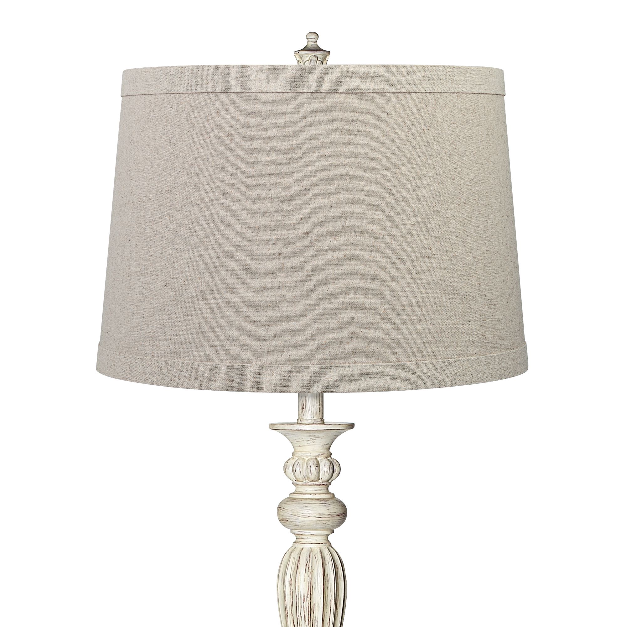 Image 2 Regency Hill Vintage Chic 60" Burlap Shade Antique White Floor Lamp more views