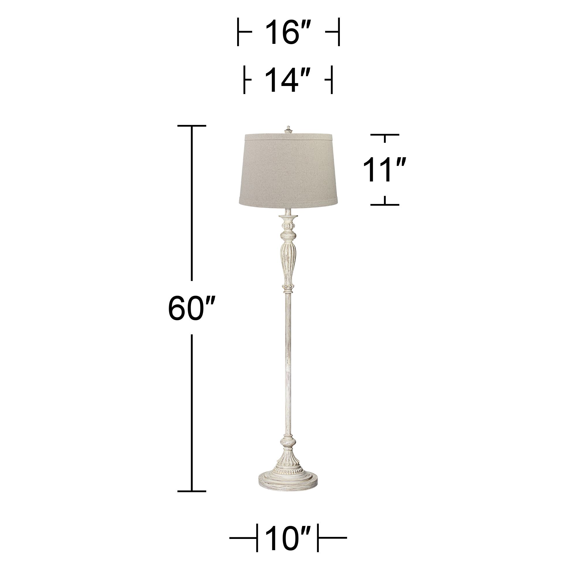 Image 6 Regency Hill Vintage Chic 60" Burlap Shade Antique White Floor Lamp more views