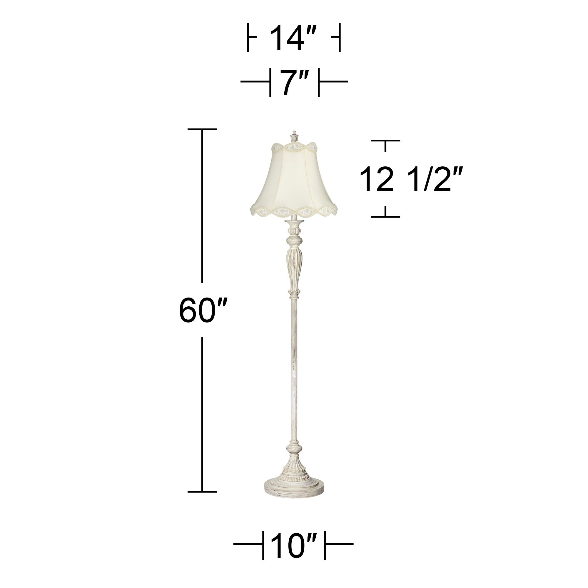 Image 7 Regency Hill Vintage Chic 60" Cream Shade Antique White Floor Lamp more views