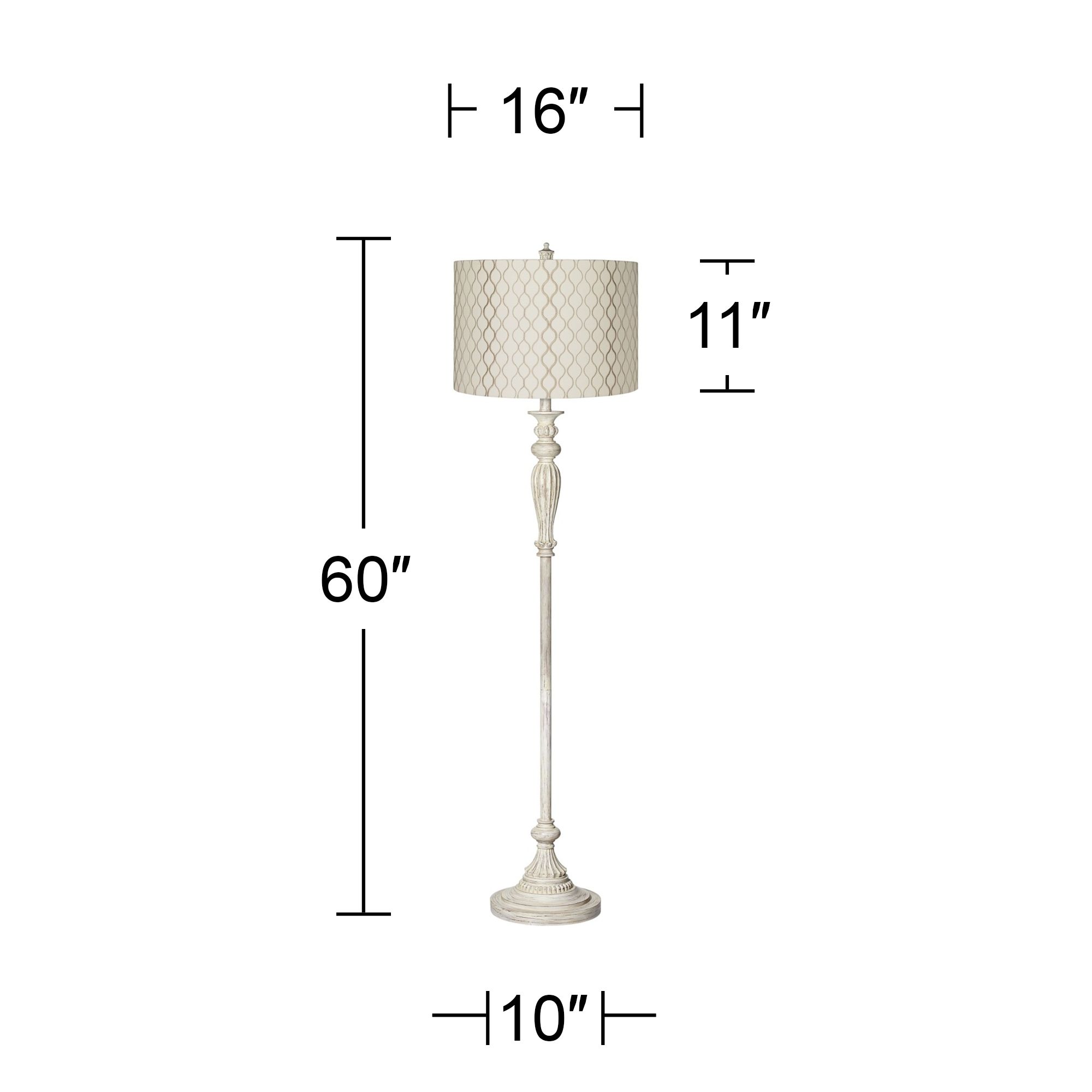 Image 6 Regency Hill Vintage Chic 60" Embroidered and Antique White Floor Lamp more views