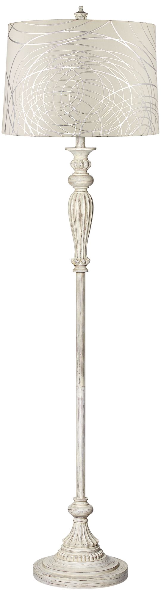 Regency Hill Vintage Chic 60" Floor Lamp with Silver Circles Shade