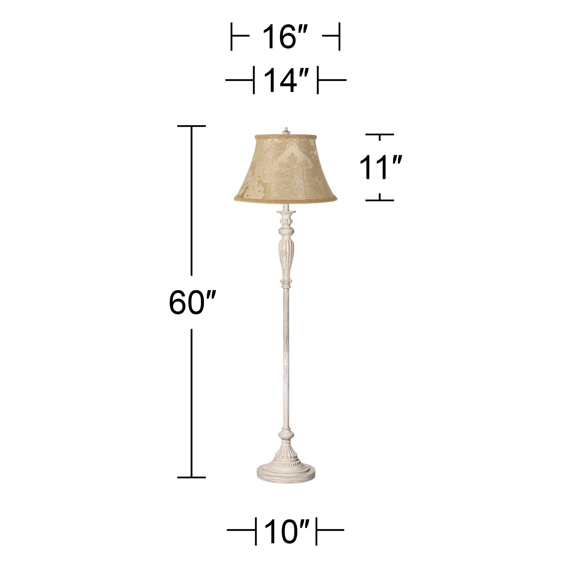 Image 7 Regency Hill Vintage Chic 60" Ivory Brocade Antique White Floor Lamp more views