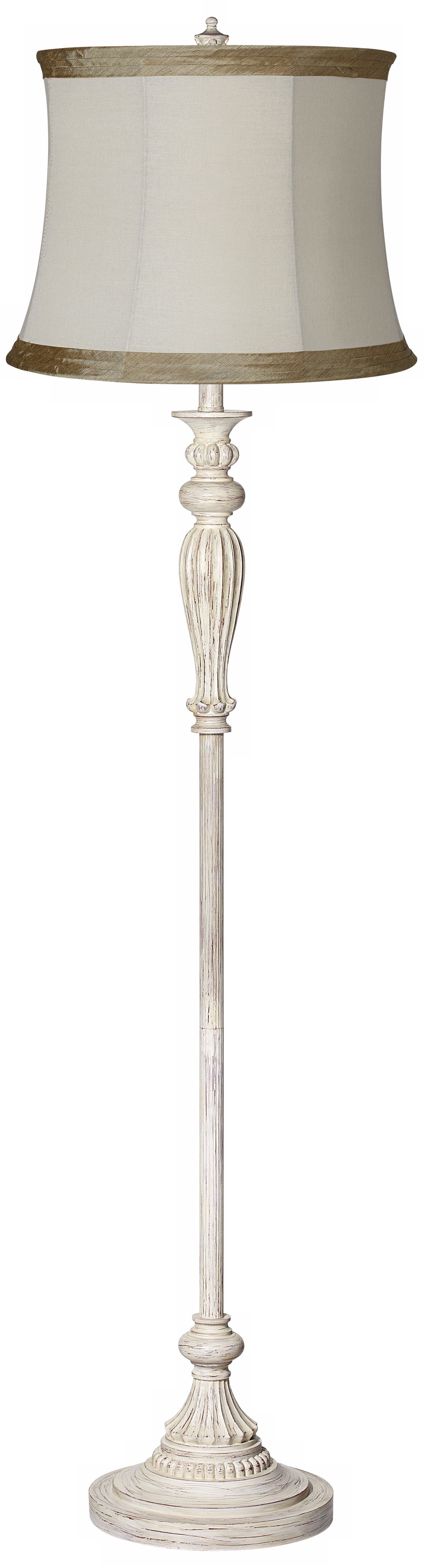 Regency Hill Vintage Chic 60" Pleated and Antique White Floor Lamp