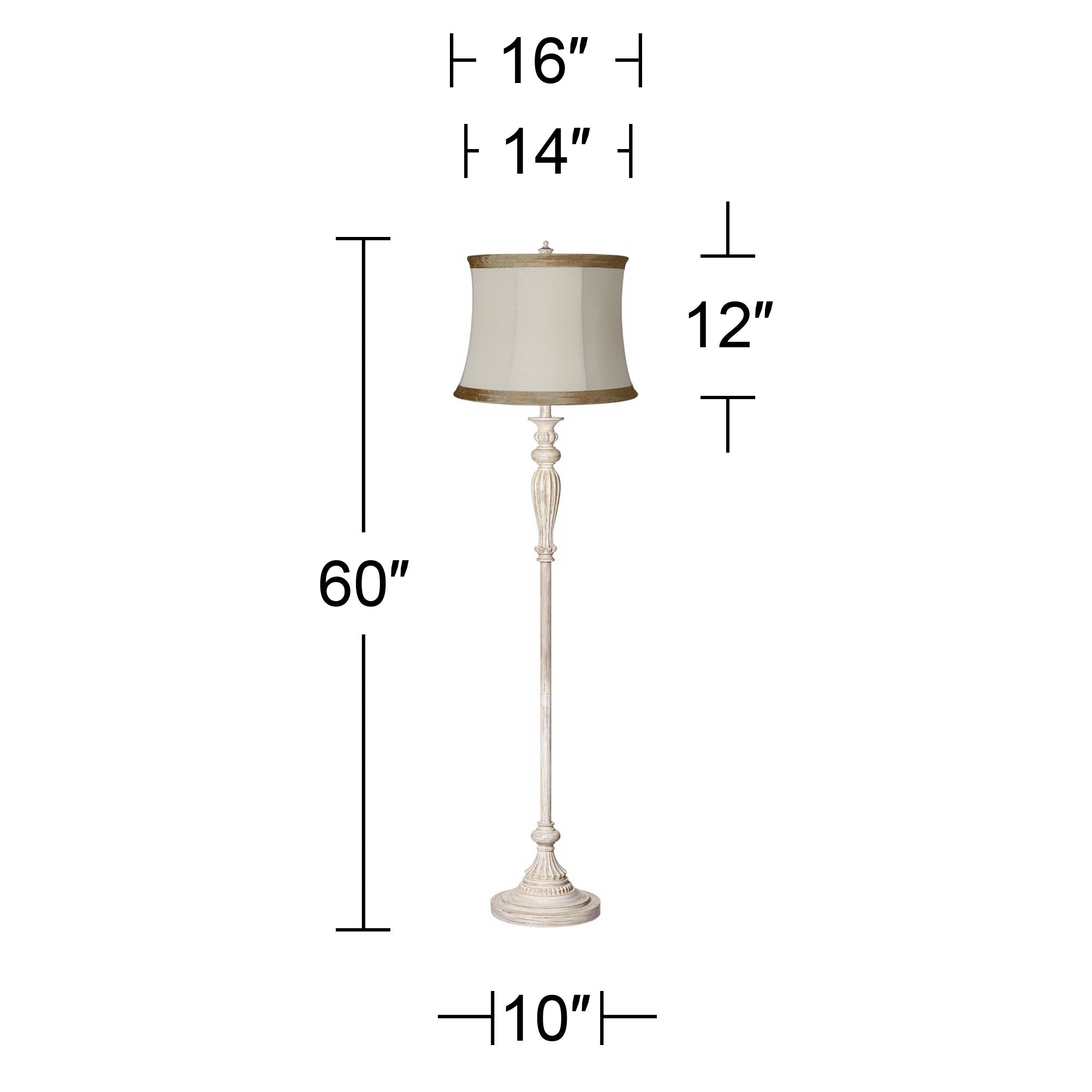Image 6 Regency Hill Vintage Chic 60" Pleated and Antique White Floor Lamp more views
