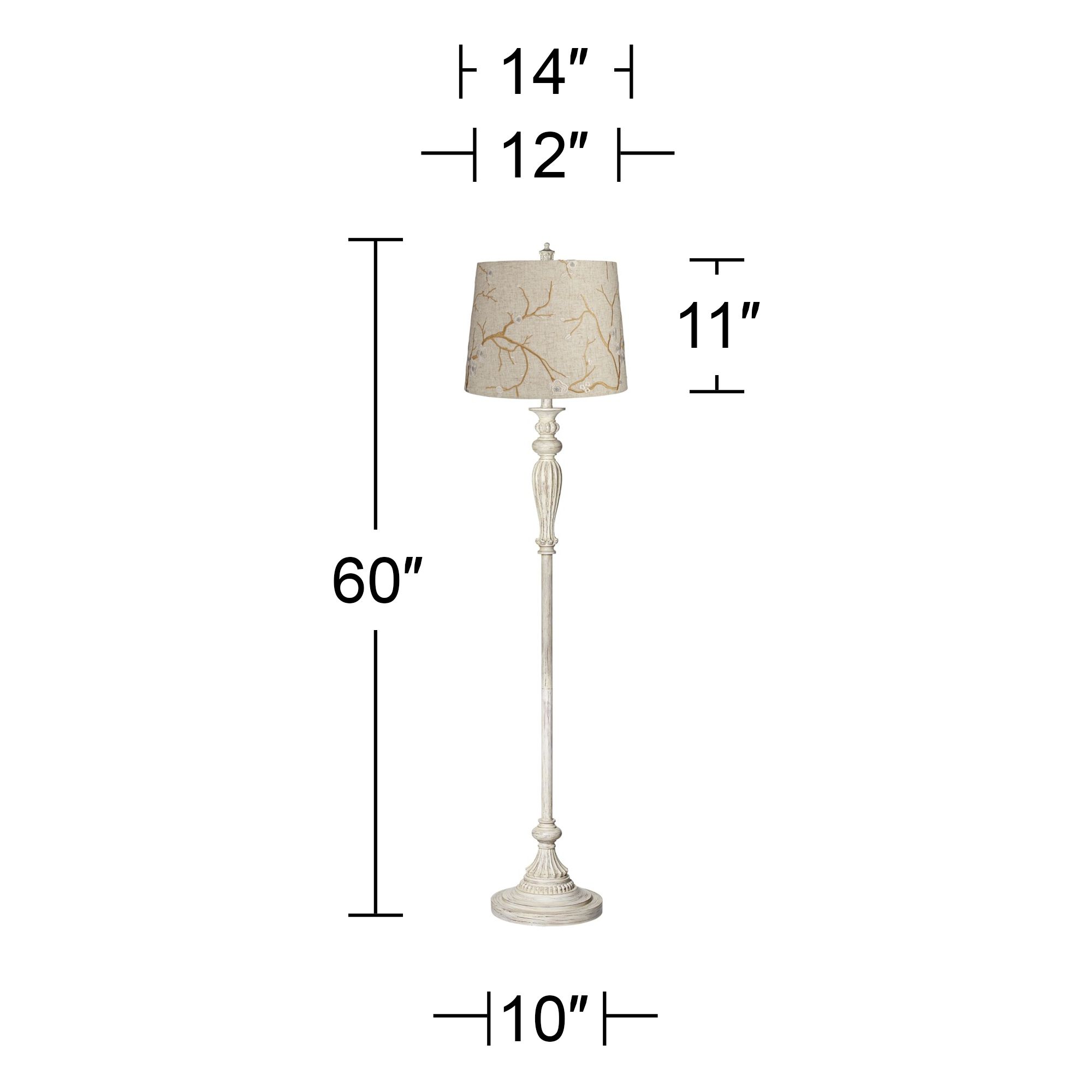 Image 6 Regency Hill Vintage Chic 60" Plum Flower Antique White Floor Lamp more views