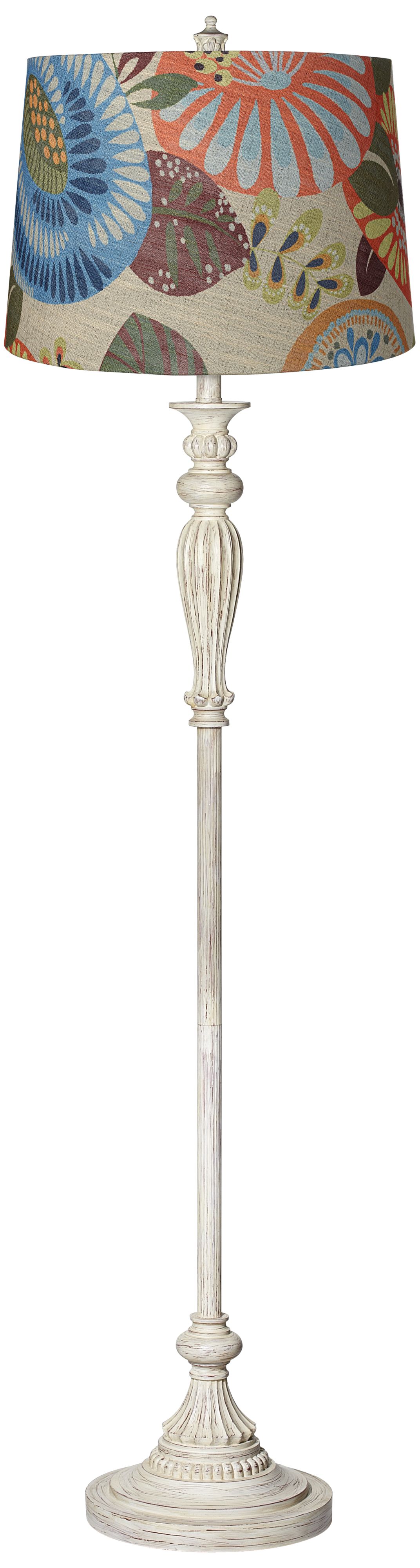 Regency Hill Vintage Chic 60" Tropic Shade Antique White Floor Lamp