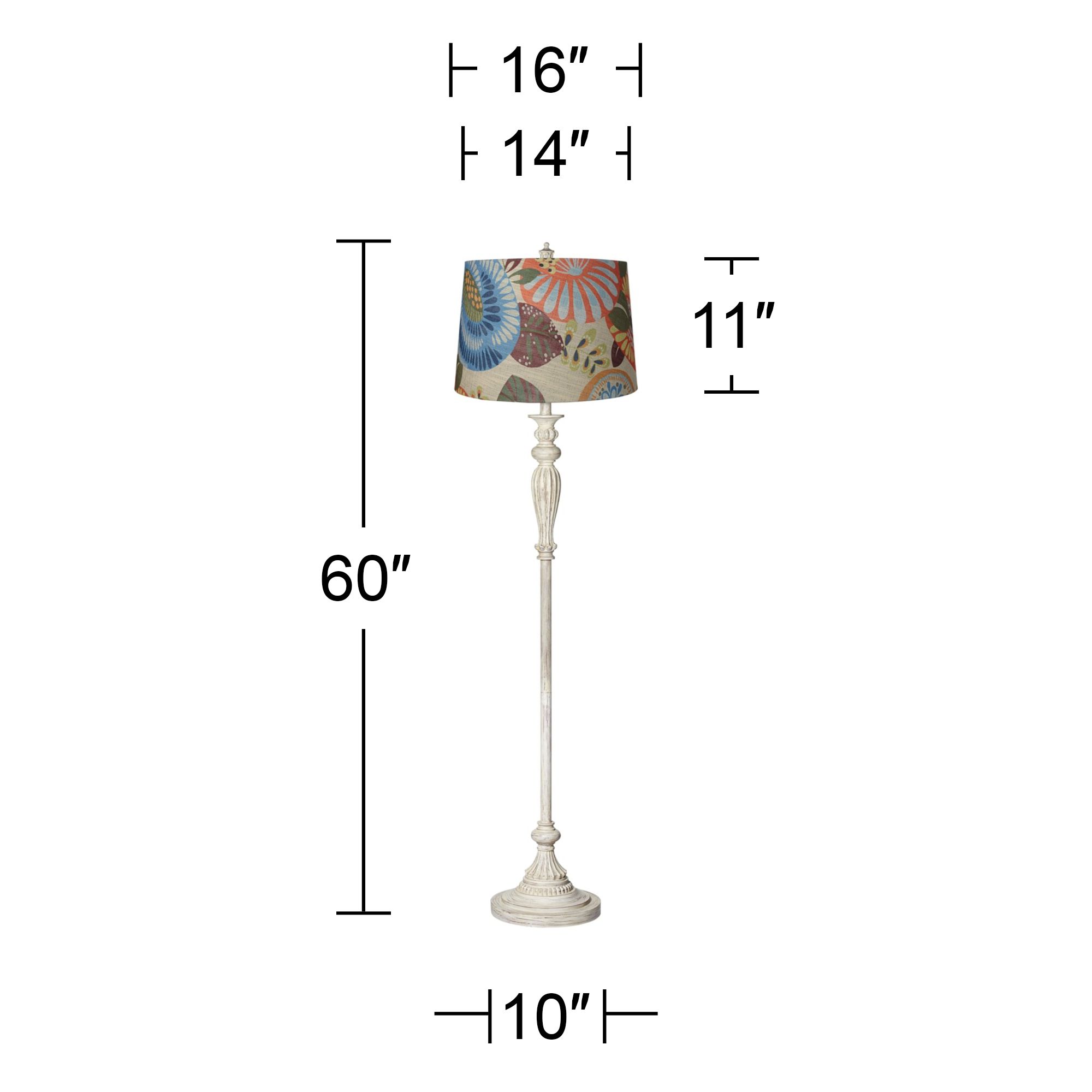 Image 7 Regency Hill Vintage Chic 60" Tropic Shade Antique White Floor Lamp more views