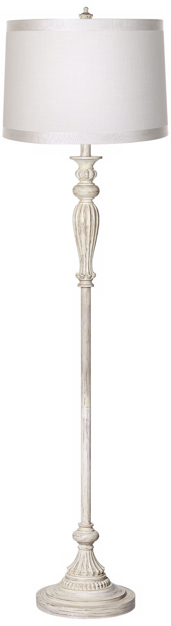 Regency Hill Vintage Chic 60" White Drum and Antique White Floor Lamp