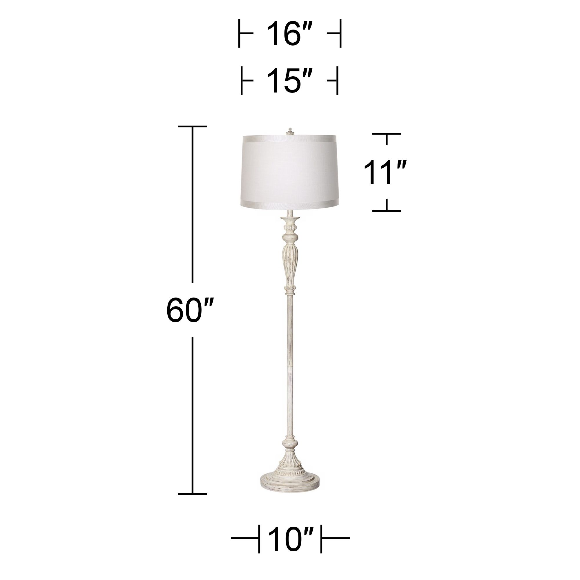 Image 6 Regency Hill Vintage Chic 60" White Drum and Antique White Floor Lamp more views