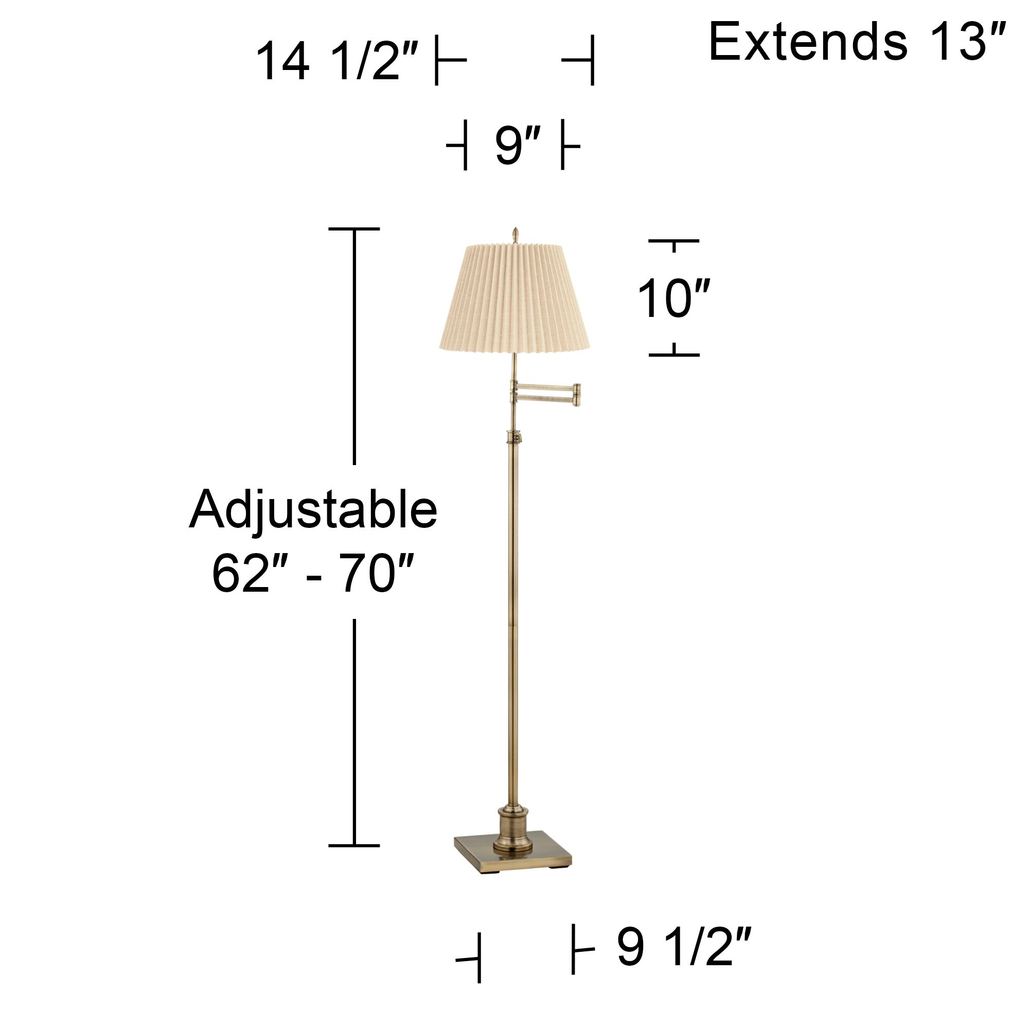Image 5 Regency Hill Westbury Adjustable Height Beige Pleated Shade Floor Lamp more views