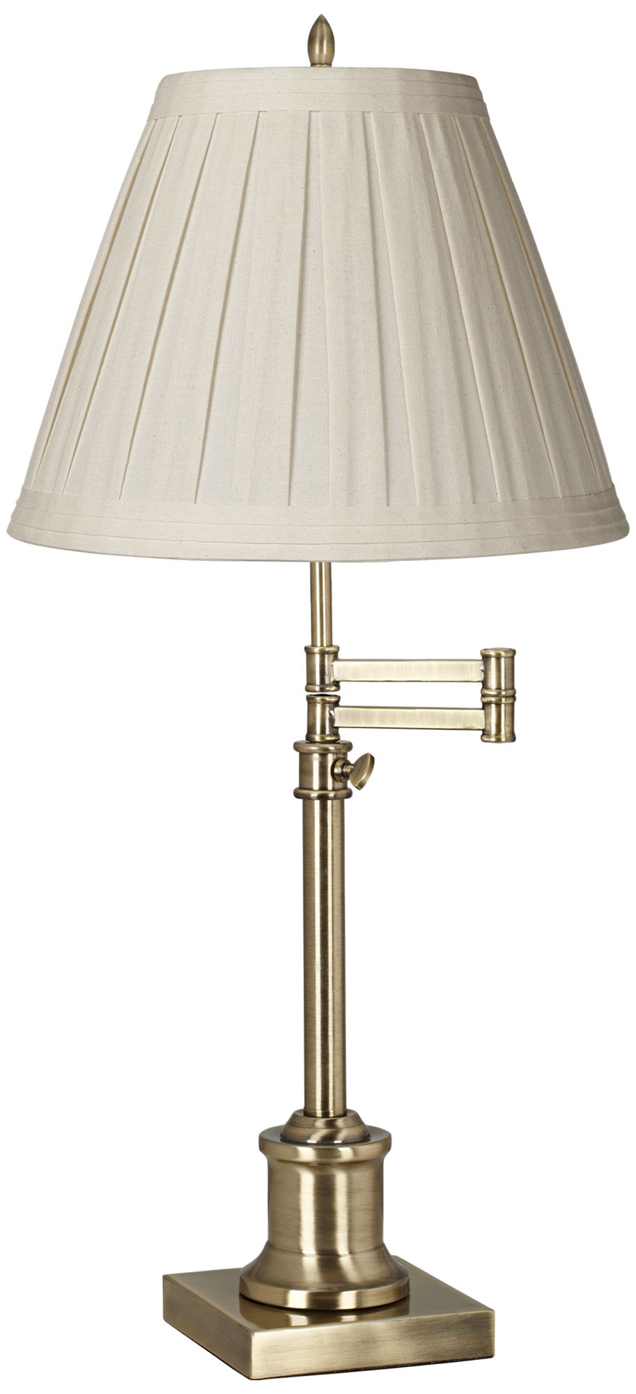Regency Hill Westbury Adjustable Height Linen and Brass Swing Arm Desk Lamp