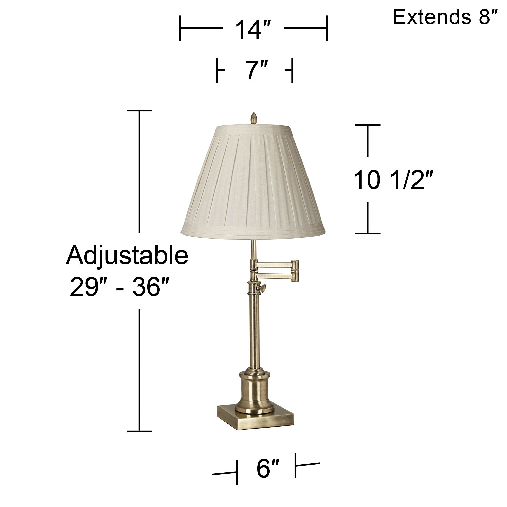 Image 7 Regency Hill Westbury Adjustable Height Linen and Brass Swing Arm Desk Lamp more views