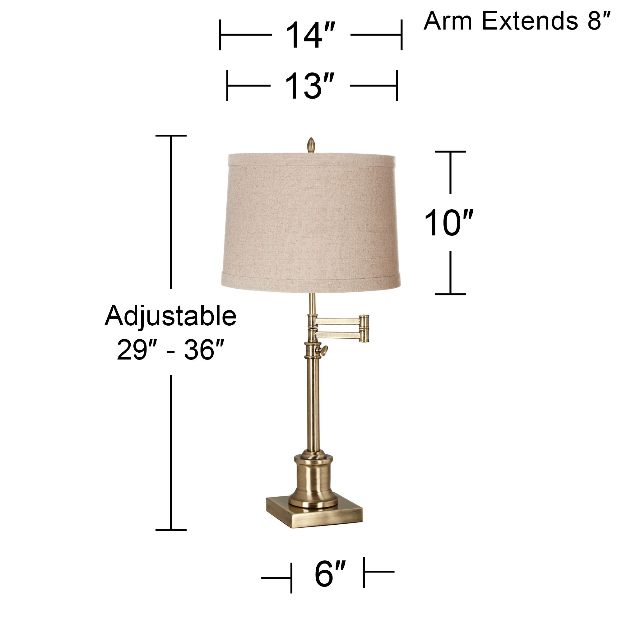 Image 6 Regency Hill Westbury Adjustable Height Linen and Brass Swing Arm Desk Lamp more views