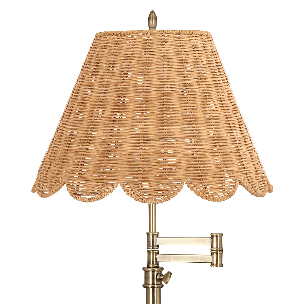 Image 2 Regency Hill Westbury Adjustable Height Rattan and Brass Swing Arm Lamp more views