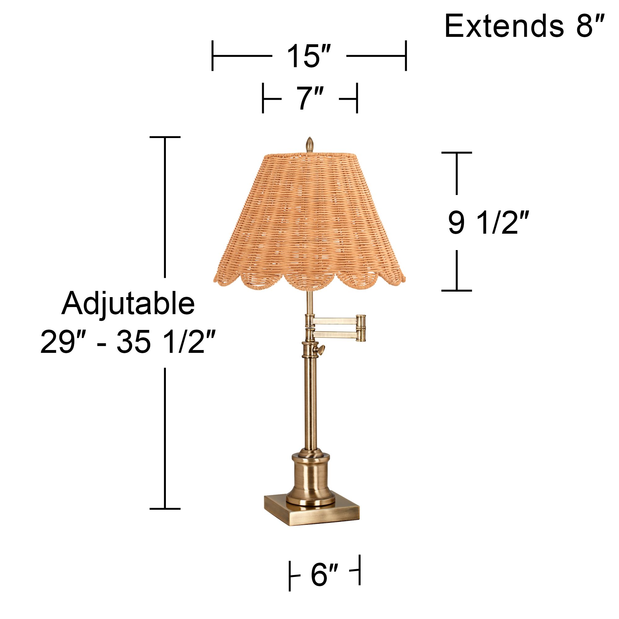 Image 6 Regency Hill Westbury Adjustable Height Rattan and Brass Swing Arm Lamp more views