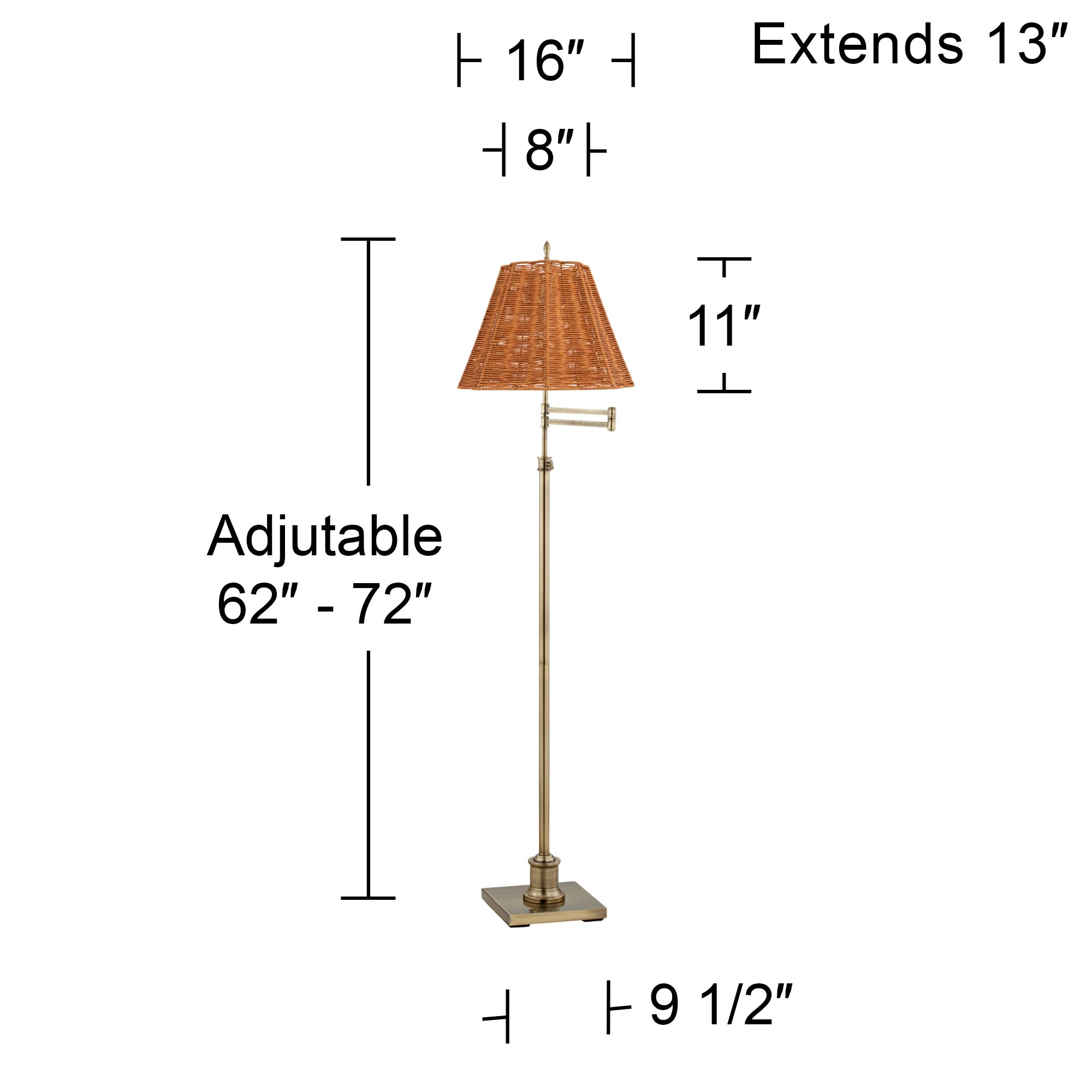 Image 5 Regency Hill Westbury Adjustable Height Rattan Shade Floor Lamp more views