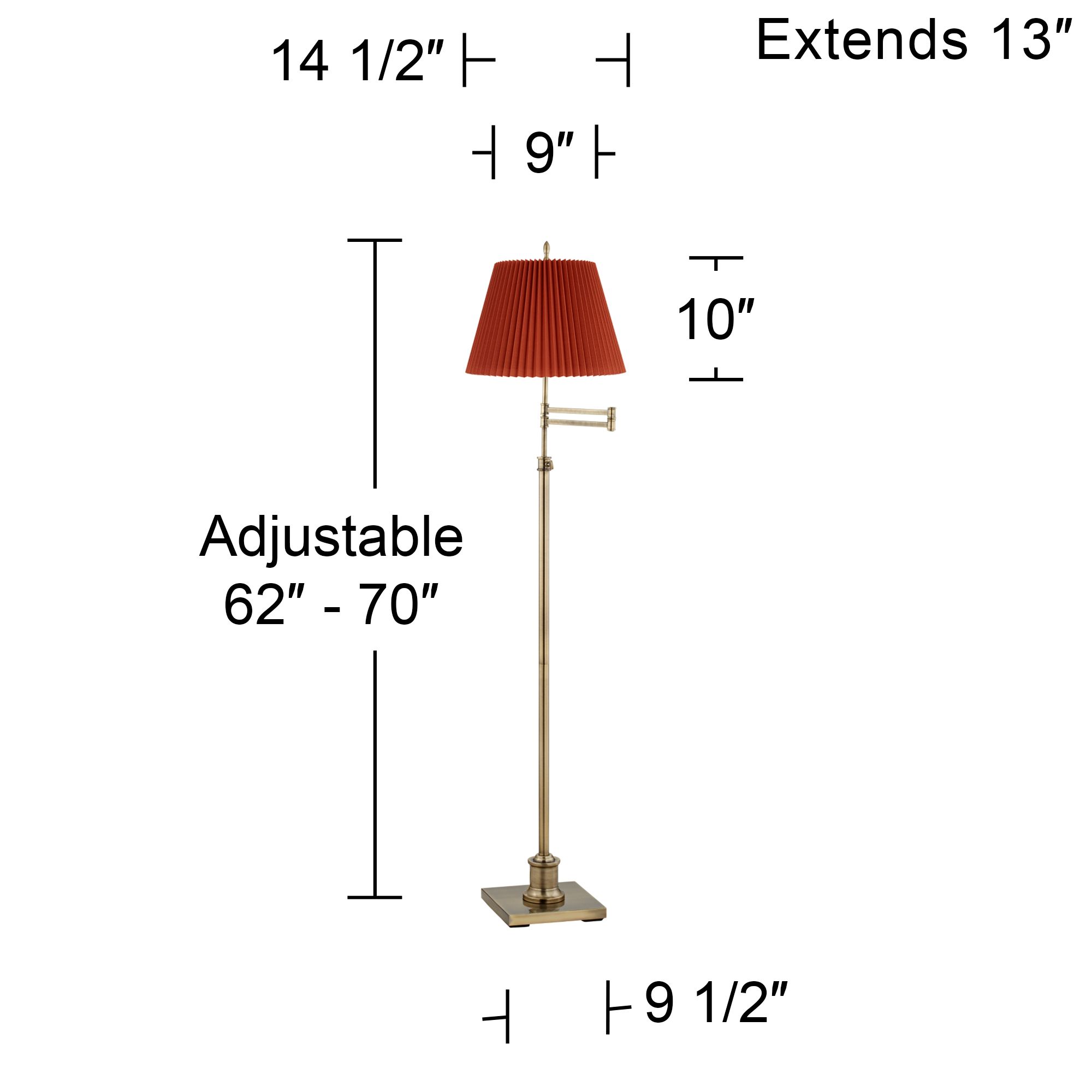 Image 5 Regency Hill Westbury Adjustable Height Rust Brown Pleated Shade Floor Lamp more views