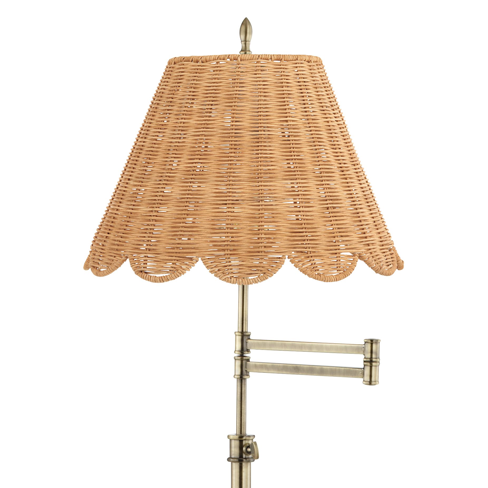Image 2 Regency Hill Westbury Adjustable Height Scalloped Rattan Shade Floor Lamp more views