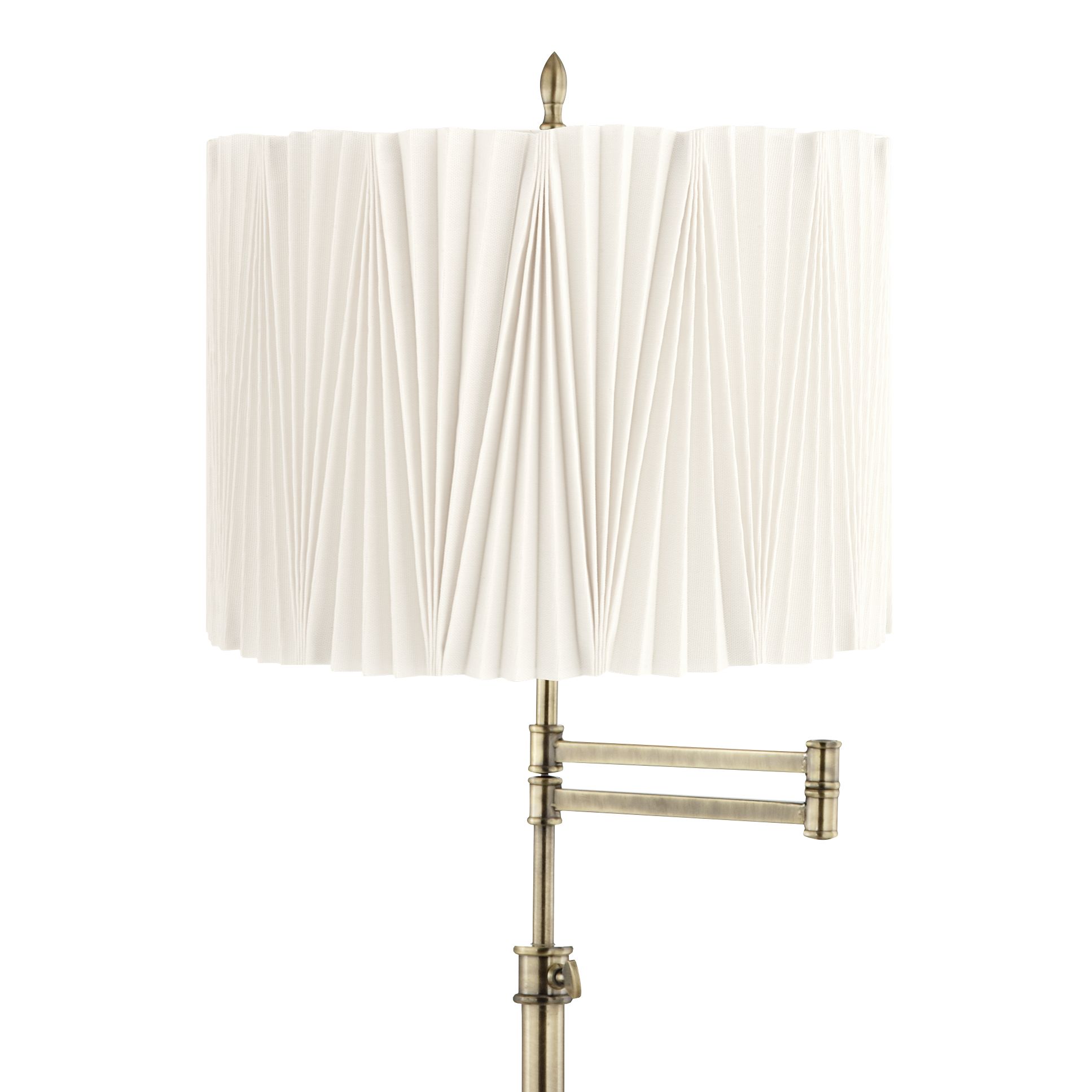 Image 2 Regency Hill Westbury Adjustable Linen Diamond Pleat Shade Floor Lamp more views