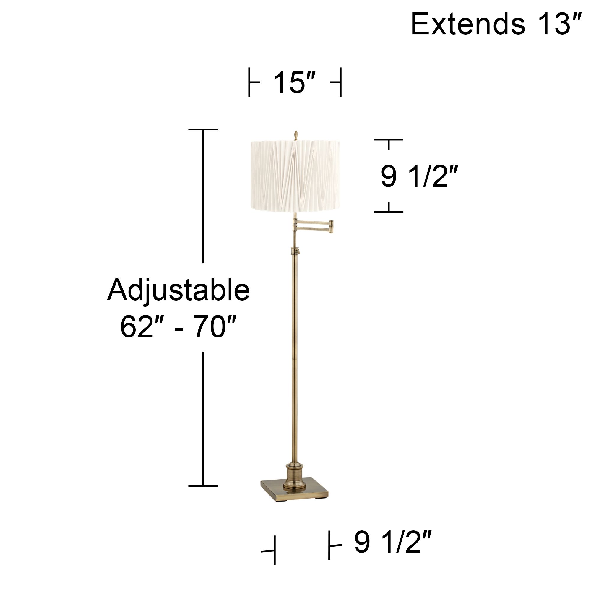Image 5 Regency Hill Westbury Adjustable Linen Diamond Pleat Shade Floor Lamp more views