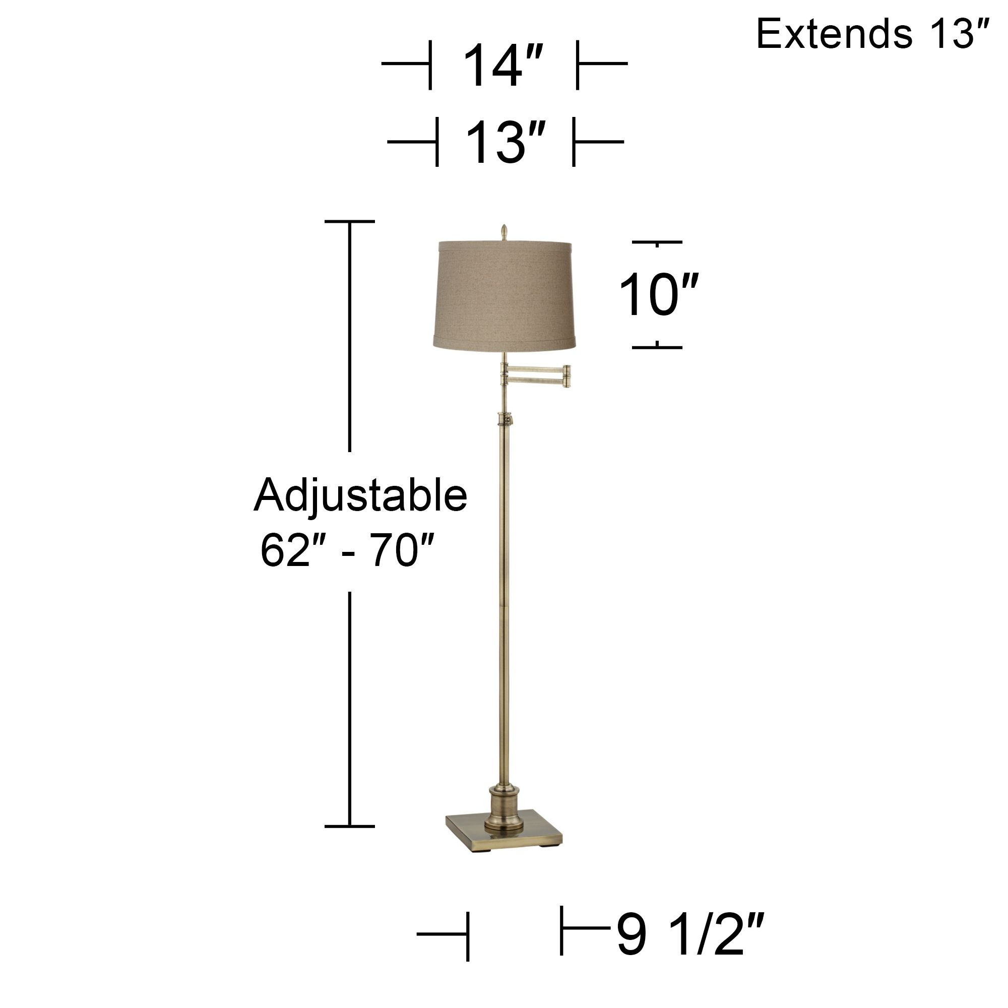 Image 4 Regency Hill Westbury Adjustable Linen Shade Brass Swing Arm Floor Lamp more views