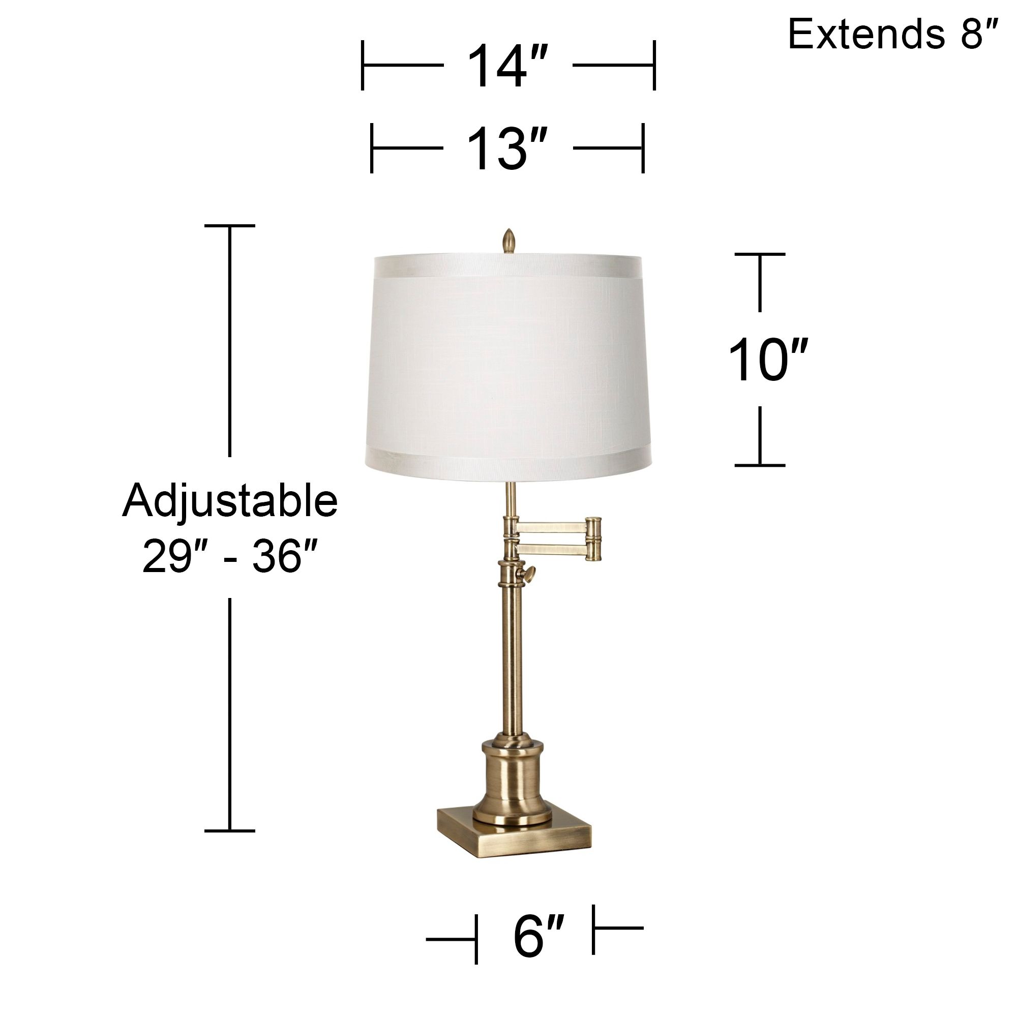 Image 7 Regency Hill Westbury Adjustable White Shade Brass Swing Arm Desk Lamp more views