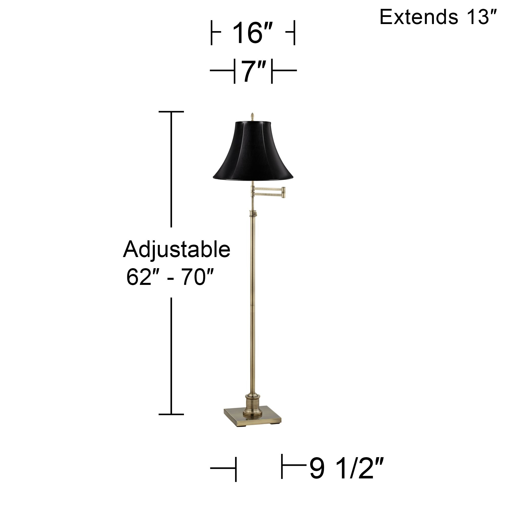 Image 3 Regency Hill Westbury Black and Brass Adjustable Swing Arm Floor Lamp more views