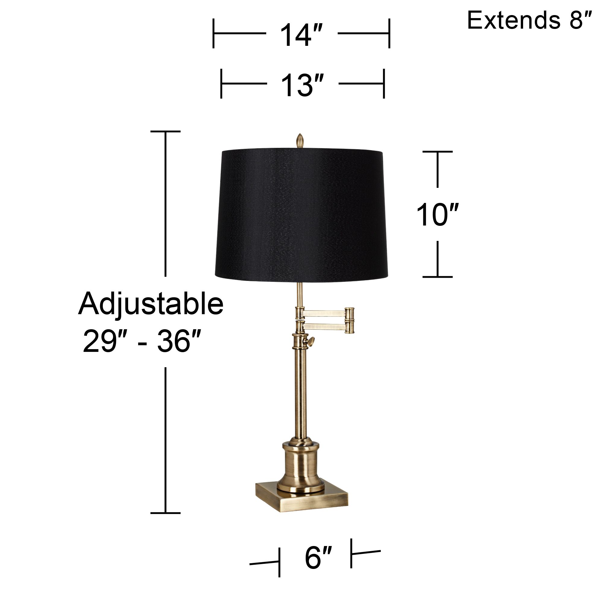 Image 6 Regency Hill Westbury Black and Brass Adjustable Swing Arm Lamp more views