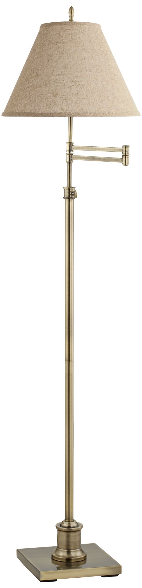 Regency Hill Westbury Burlap and Brass Adjustable Swing Arm Floor Lamp
