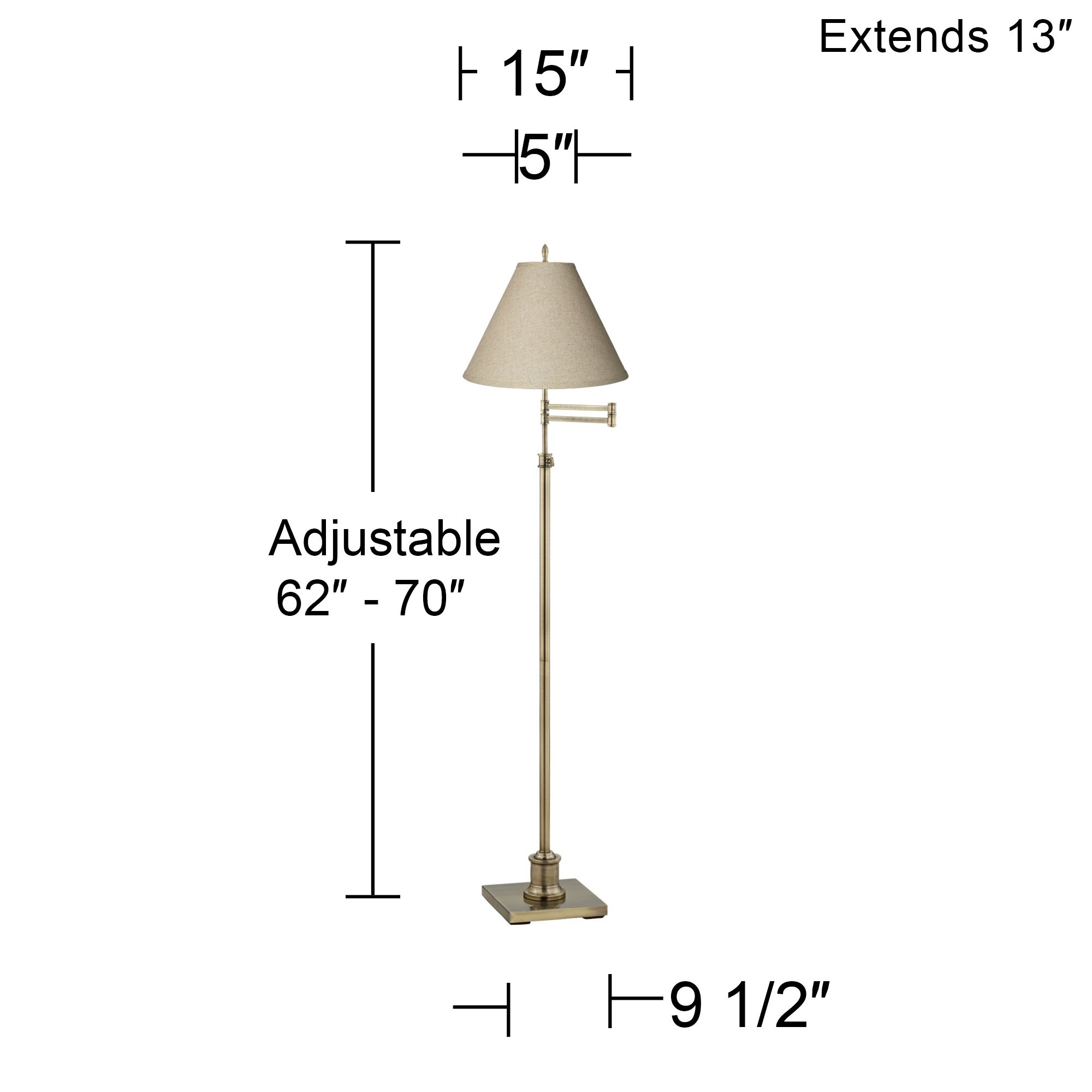 Image 4 Regency Hill Westbury Burlap and Brass Adjustable Swing Arm Floor Lamp more views