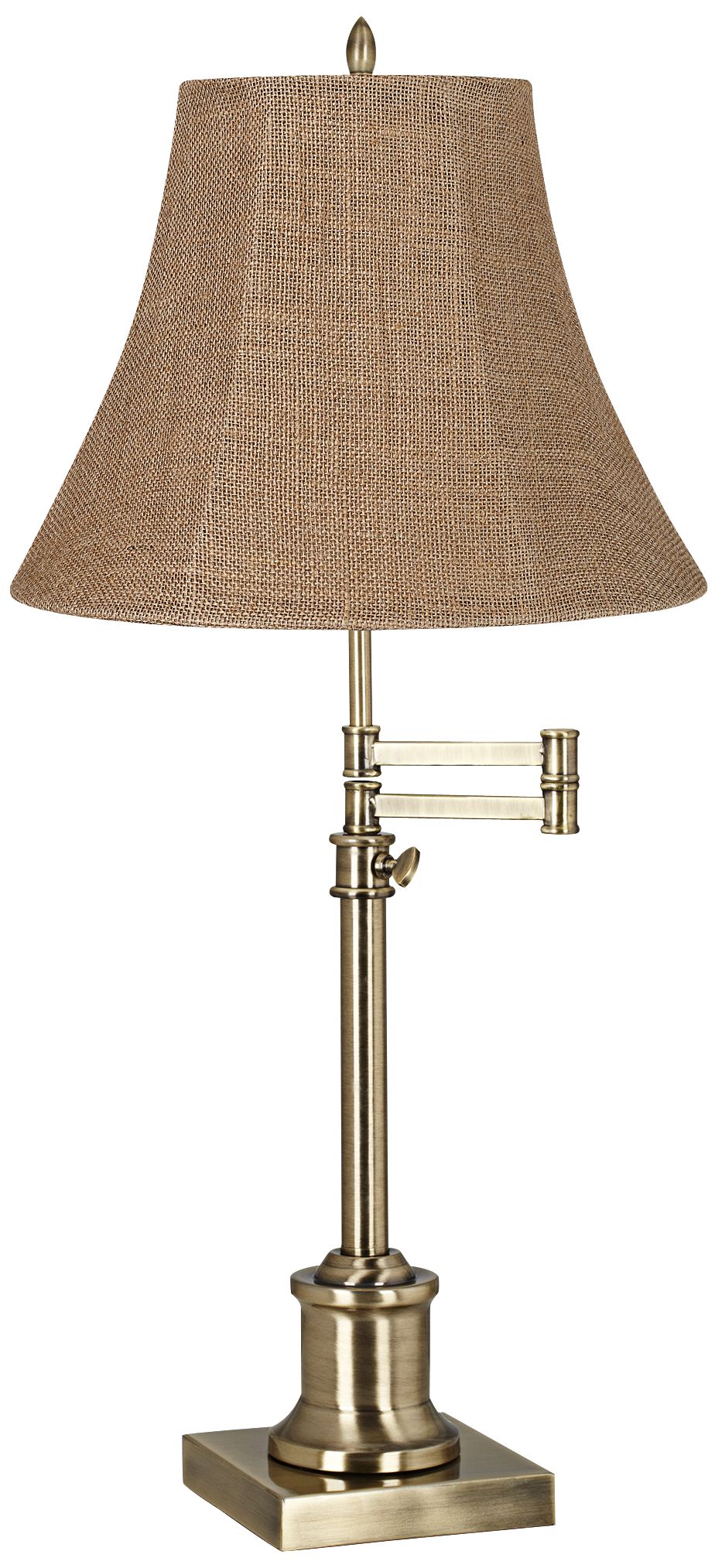 Image 2 Regency Hill Westbury Burlap Bell Brass Adjustable Swing Arm Lamp