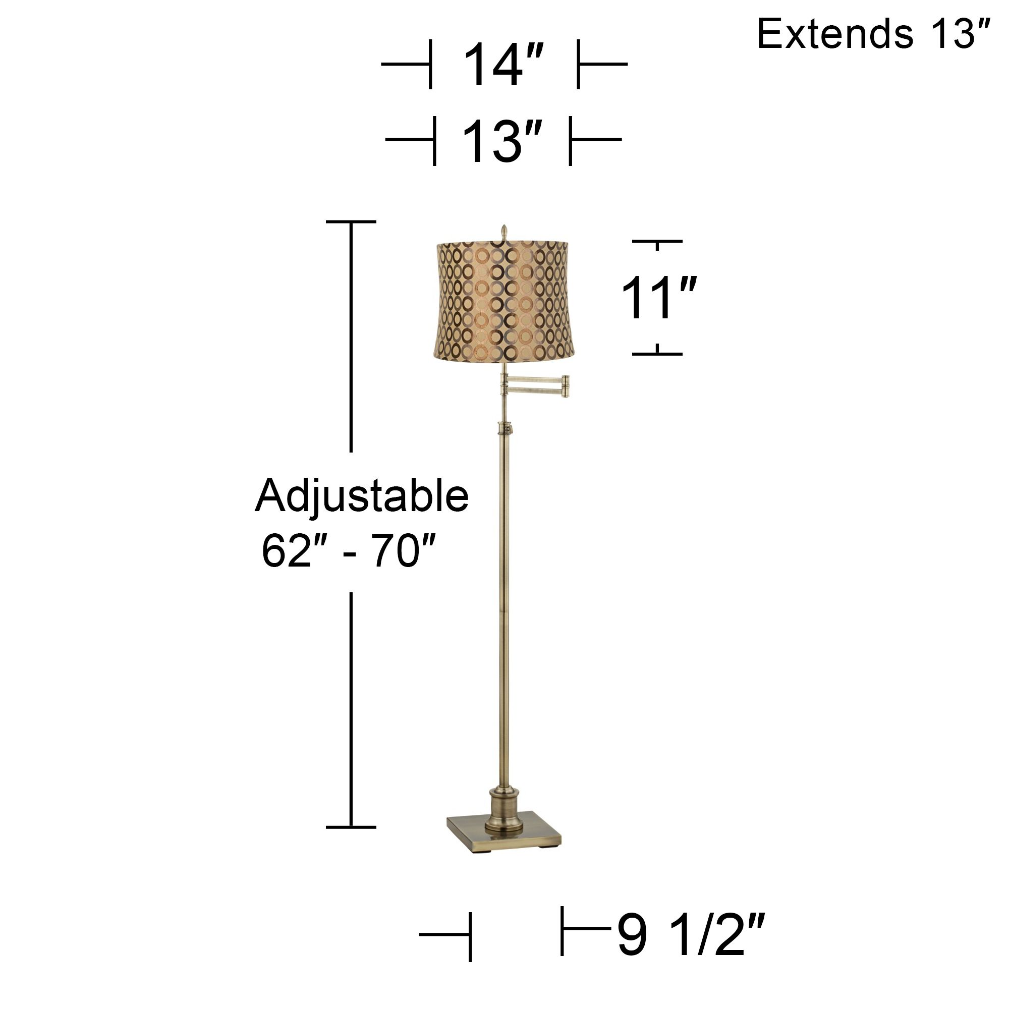 Image 4 Regency Hill Westbury Copper Circles Brass Adjustable Swing Arm Floor Lamp more views