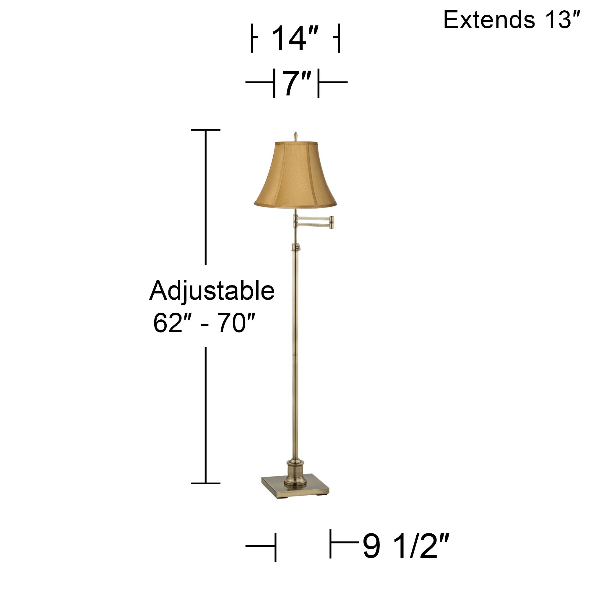 Image 4 Regency Hill Westbury Coppery Gold Shade Brass Swing Arm Floor Lamp more views