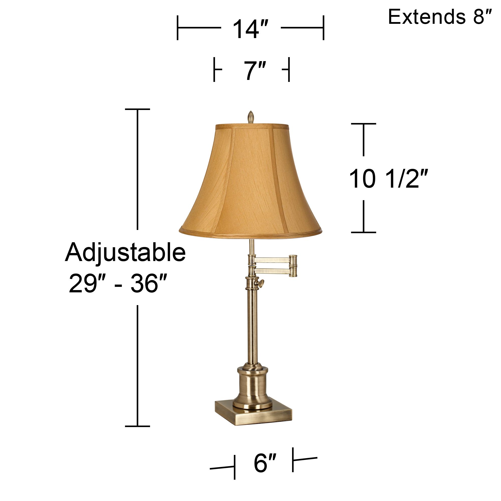 Image 6 Regency Hill Westbury Coppery Gold Shade Brass Swing Arm Lamp more views