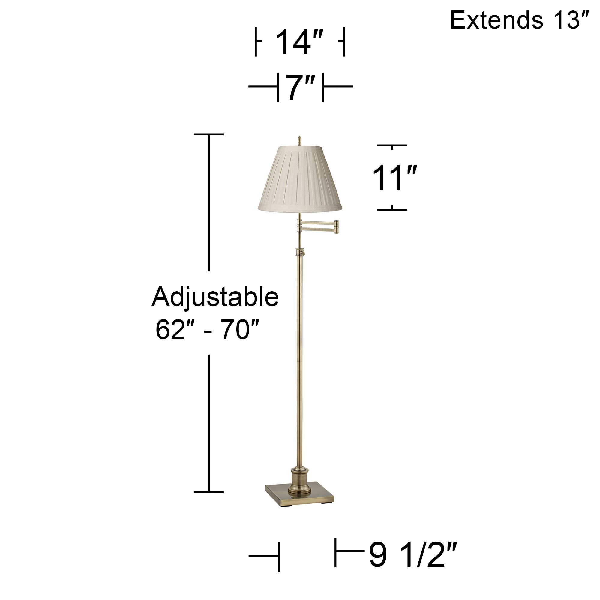 Image 6 Regency Hill Westbury Cream Linen Shade Brass Swing Arm Floor Lamp more views