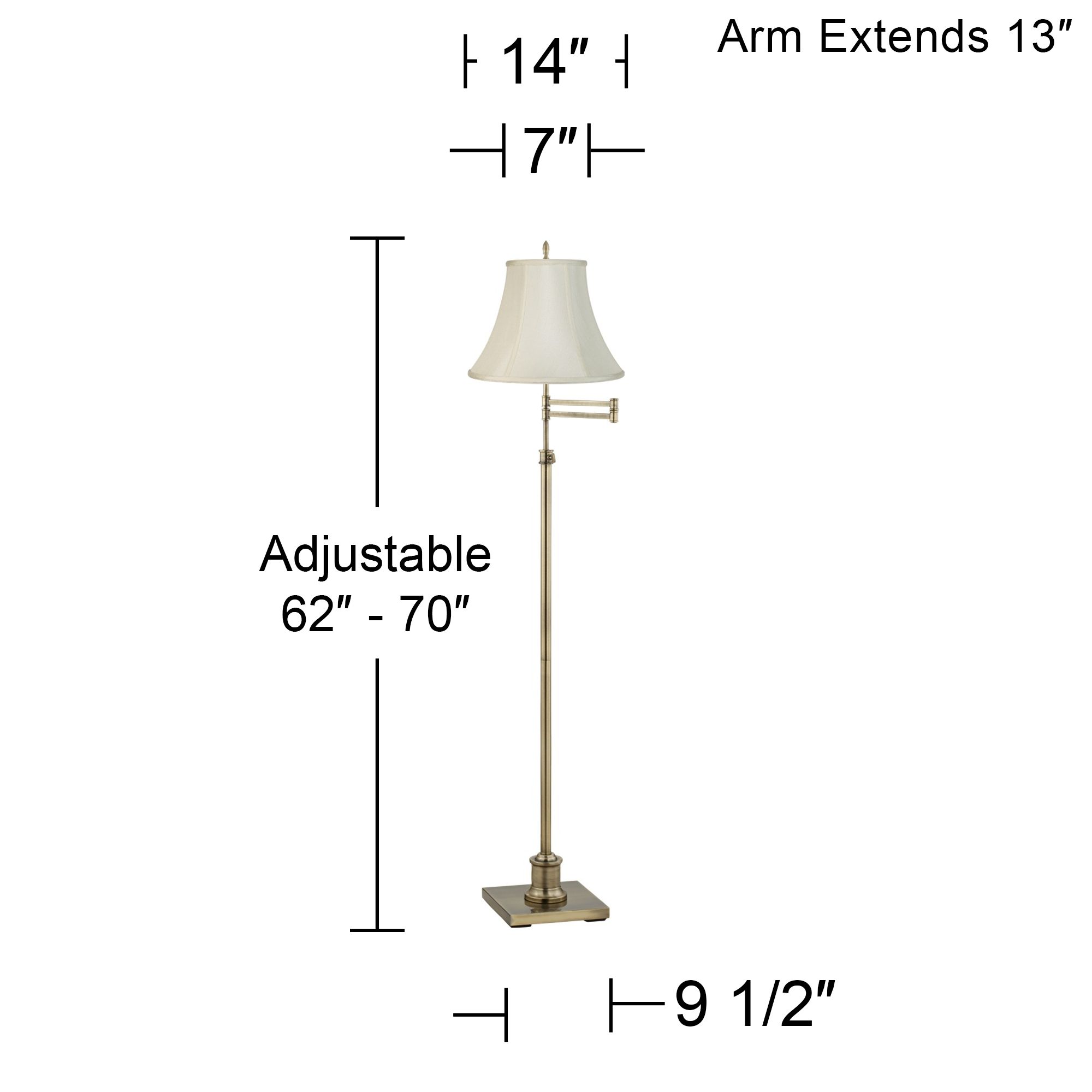 Image 4 Regency Hill Westbury Creme and Brass Adjustable Swing Arm Floor Lamp more views