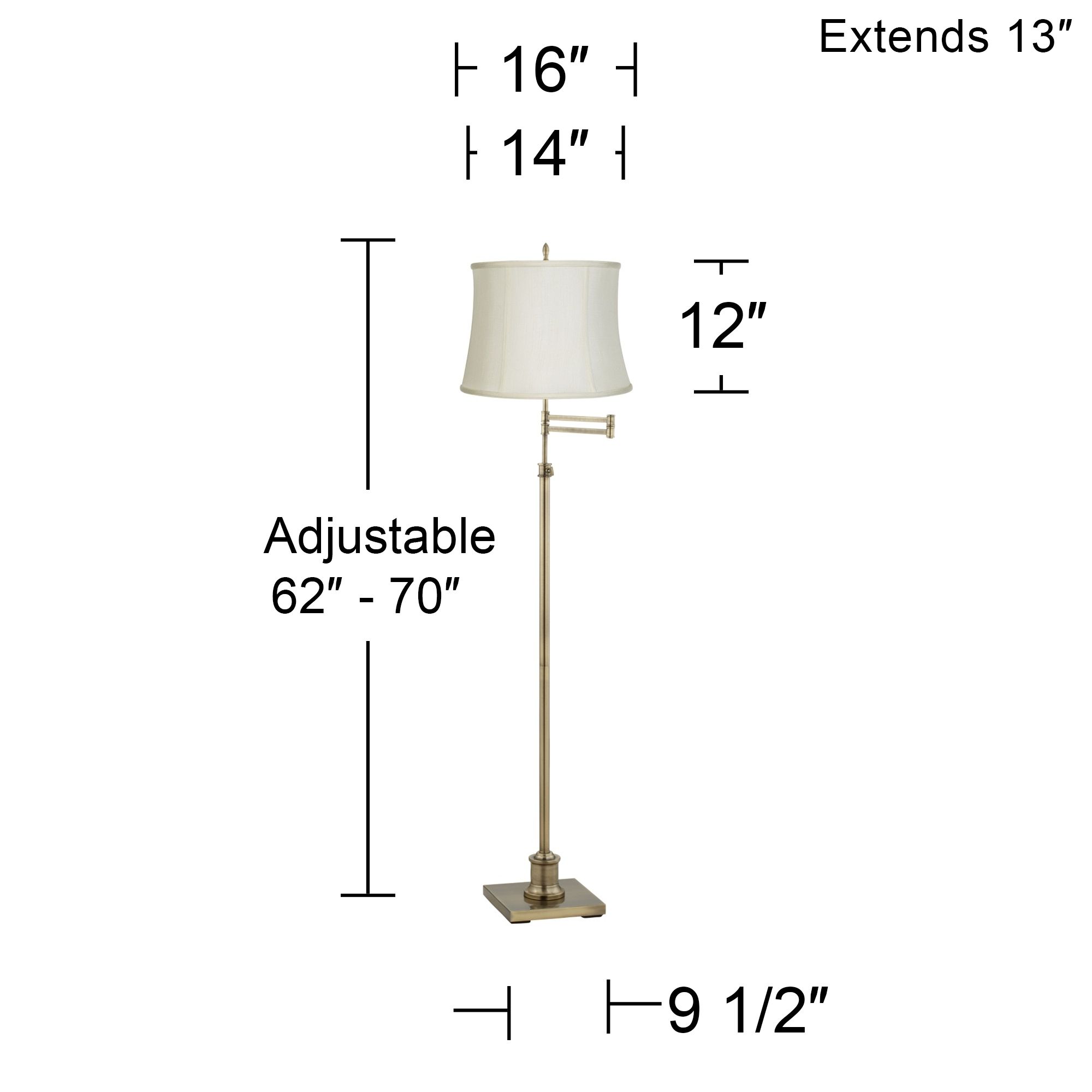 Image 3 Regency Hill Westbury Creme and Brass Adjustable Swing Arm Floor Lamp more views