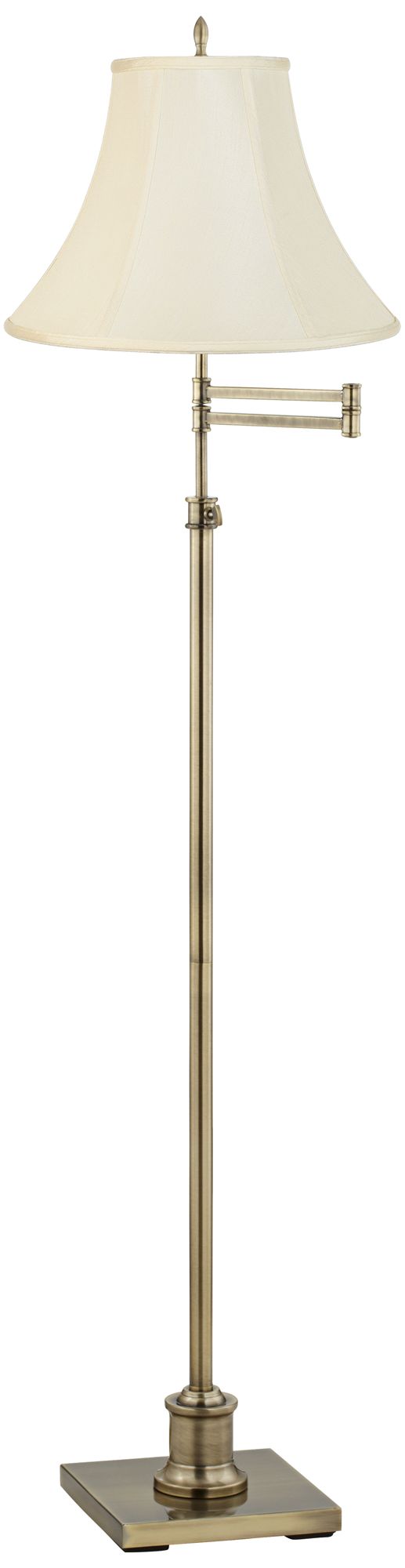 Regency Hill Westbury Creme Bell Shade Brass Swing Arm Floor Lamp