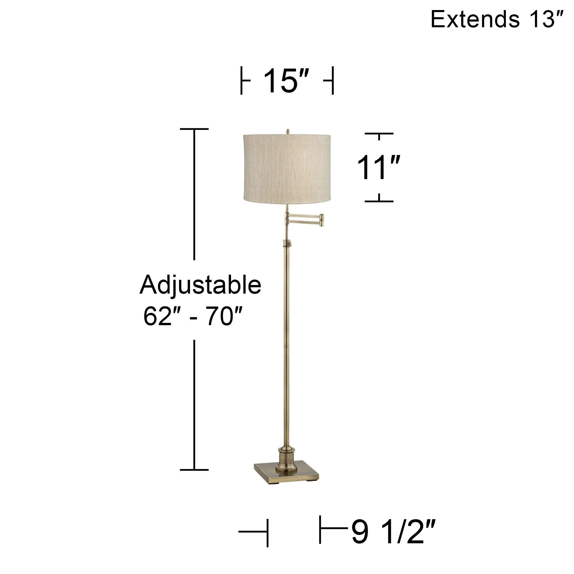 Image 4 Regency Hill Westbury Gold And Silver Brass Adjustable Swing Arm Floor Lamp more views