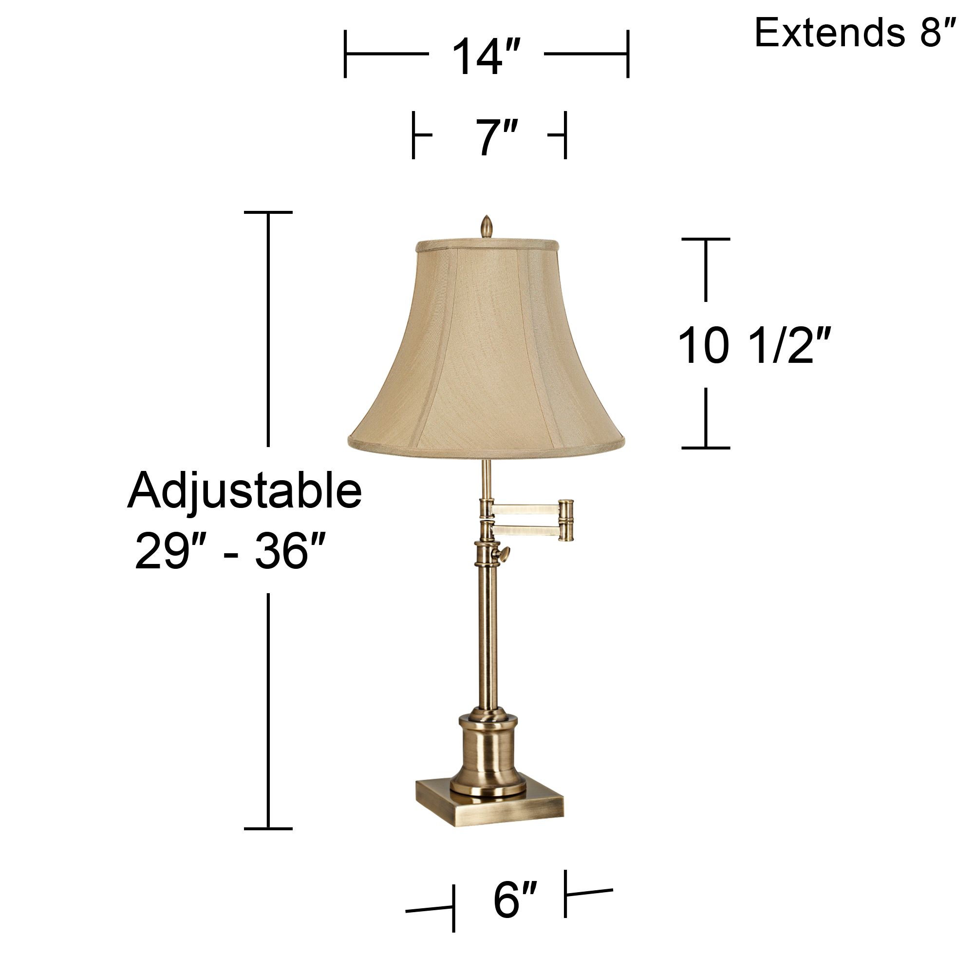 Image 6 Regency Hill Westbury Imperial Taupe and Antique Brass Swing Arm Desk Lamp more views