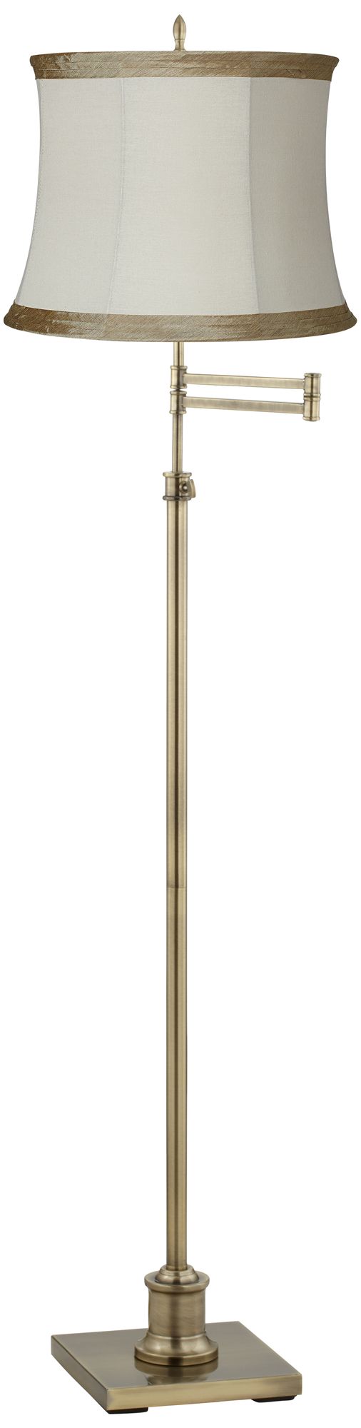 Image 2 Regency Hill Westbury Ivory Linen and Brass Adjustable Swing Arm Floor Lamp