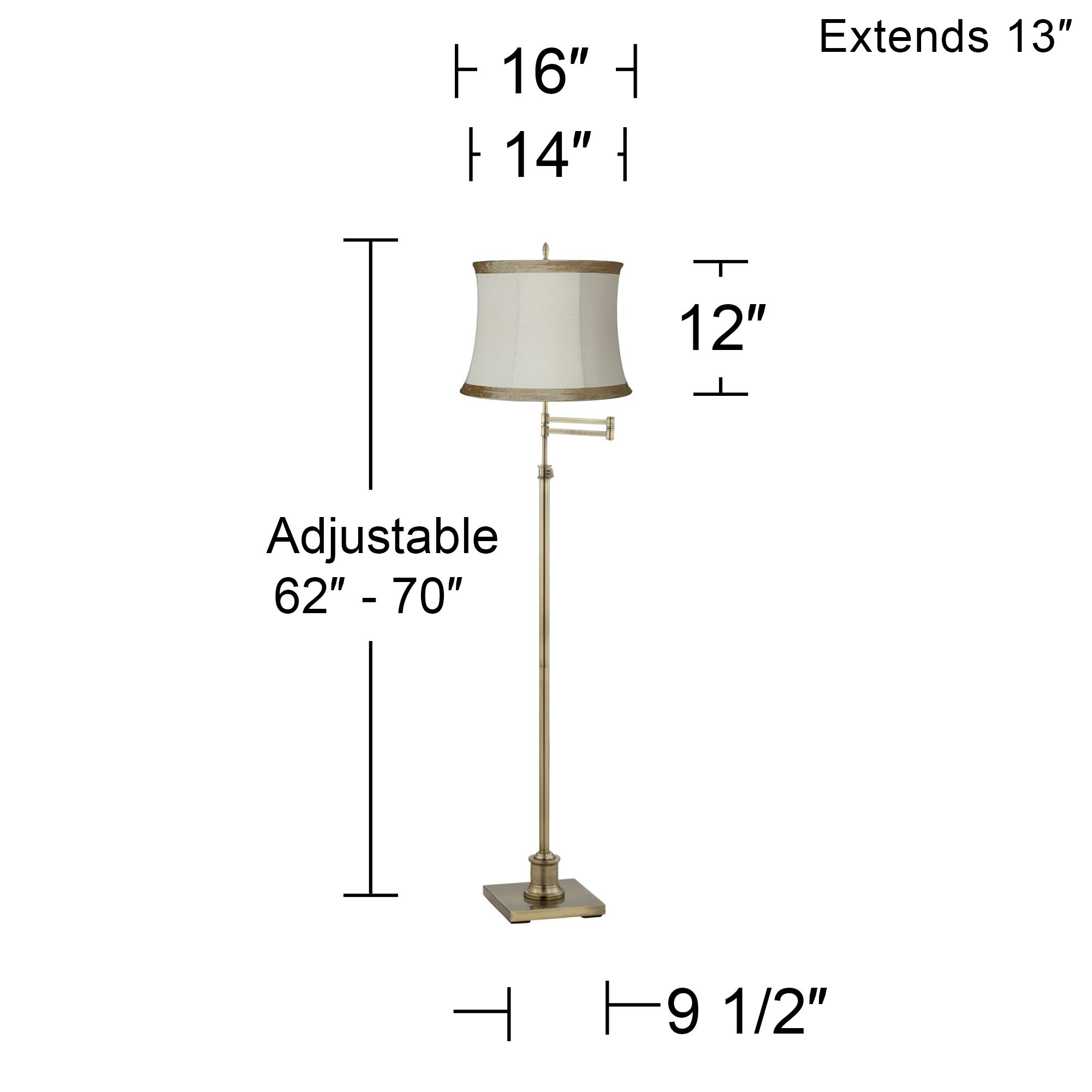 Image 3 Regency Hill Westbury Ivory Linen and Brass Adjustable Swing Arm Floor Lamp more views