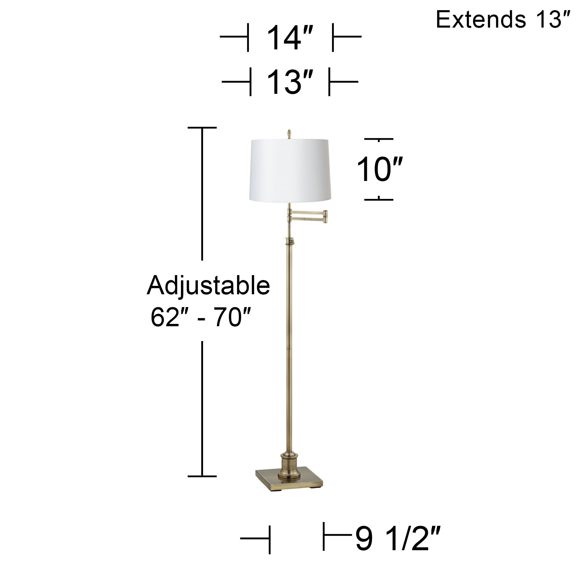 Image 3 Regency Hill Westbury Linen and Brass Adjustable Swing Arm Floor Lamp more views