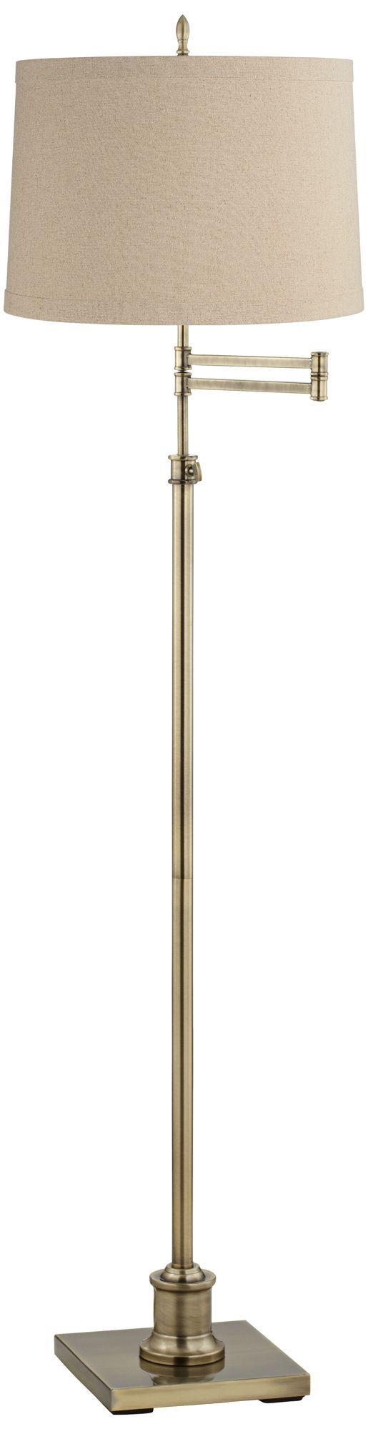 Regency Hill Westbury Linen and Brass Adjustable Swing Arm Floor Lamp