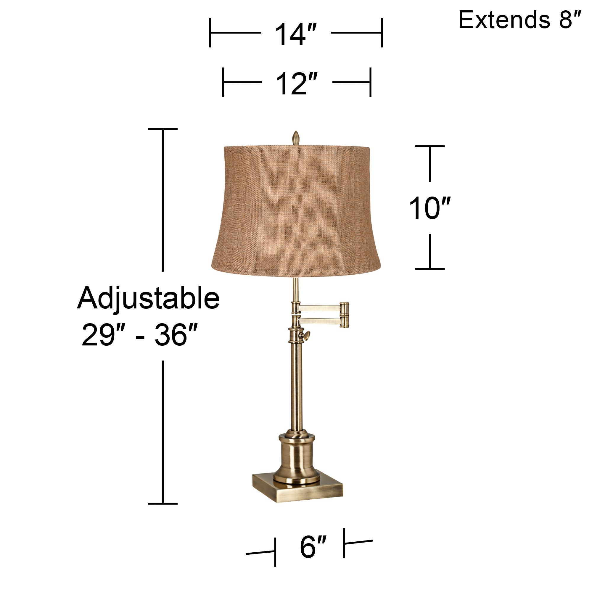 Image 6 Regency Hill Westbury Natural Burlap and Brass Swing Arm Lamp more views