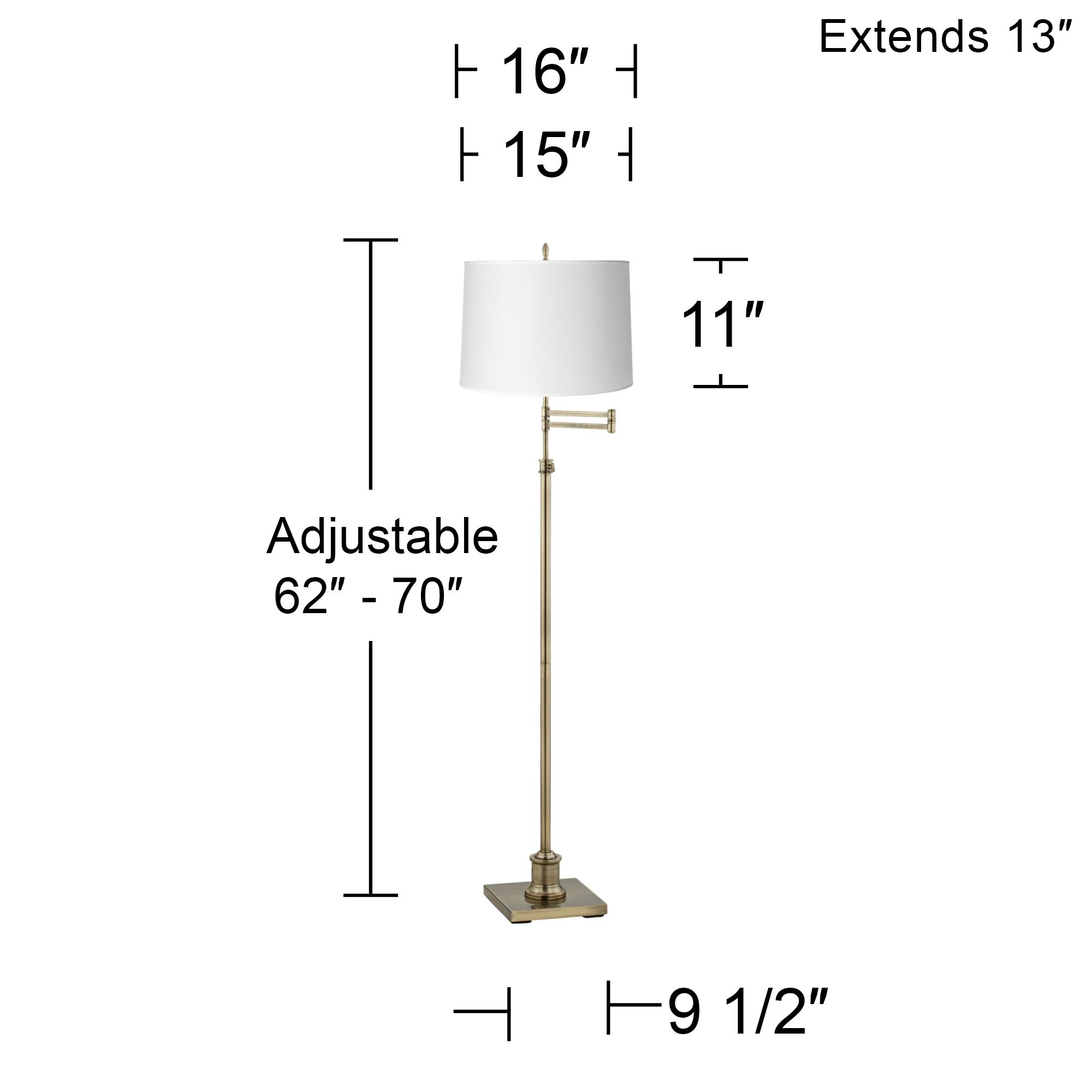 Image 3 Regency Hill Westbury Paper Shade and Brass Adjustable Swing Arm Floor Lamp more views