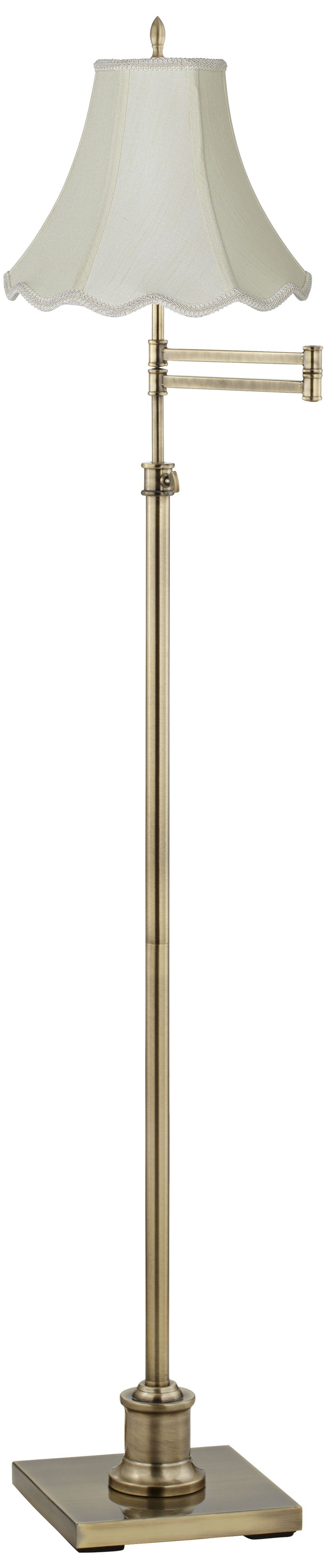 Image 2 Regency Hill Westbury Scalloped Bell Brass Adjustable Swing Arm Floor Lamp